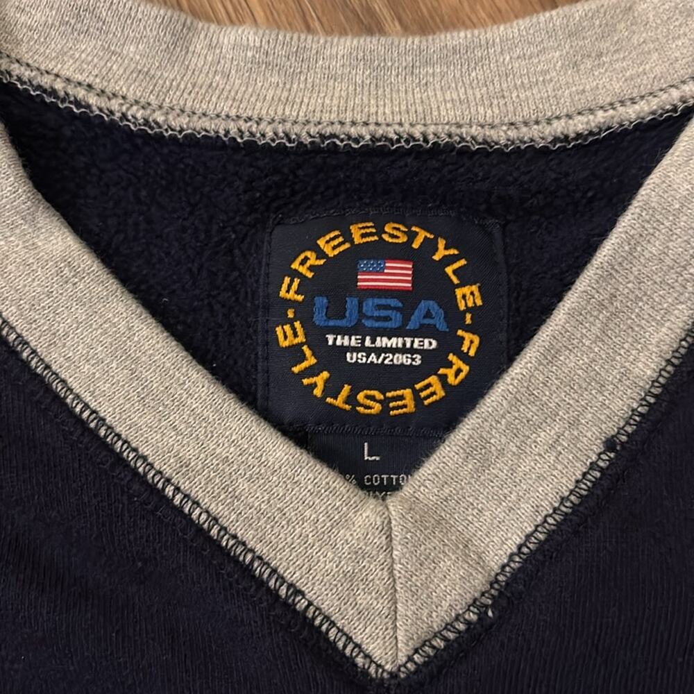 VTG 90s The Limited USA Flag Cropped Sweatshirt Americana Y2K Large LTD - Picture 3 of 7